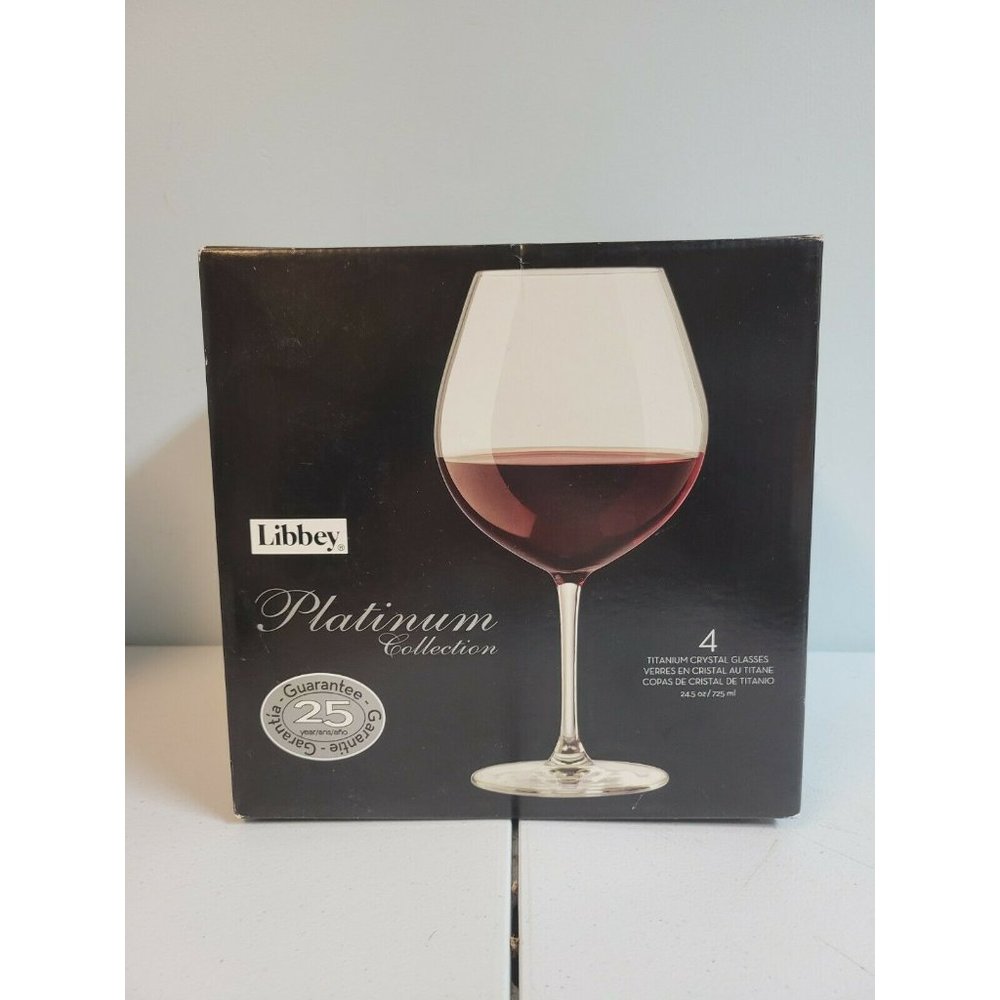 Libbey Platinum Collection Titanium Crystal Wine Glasses Set Of 3